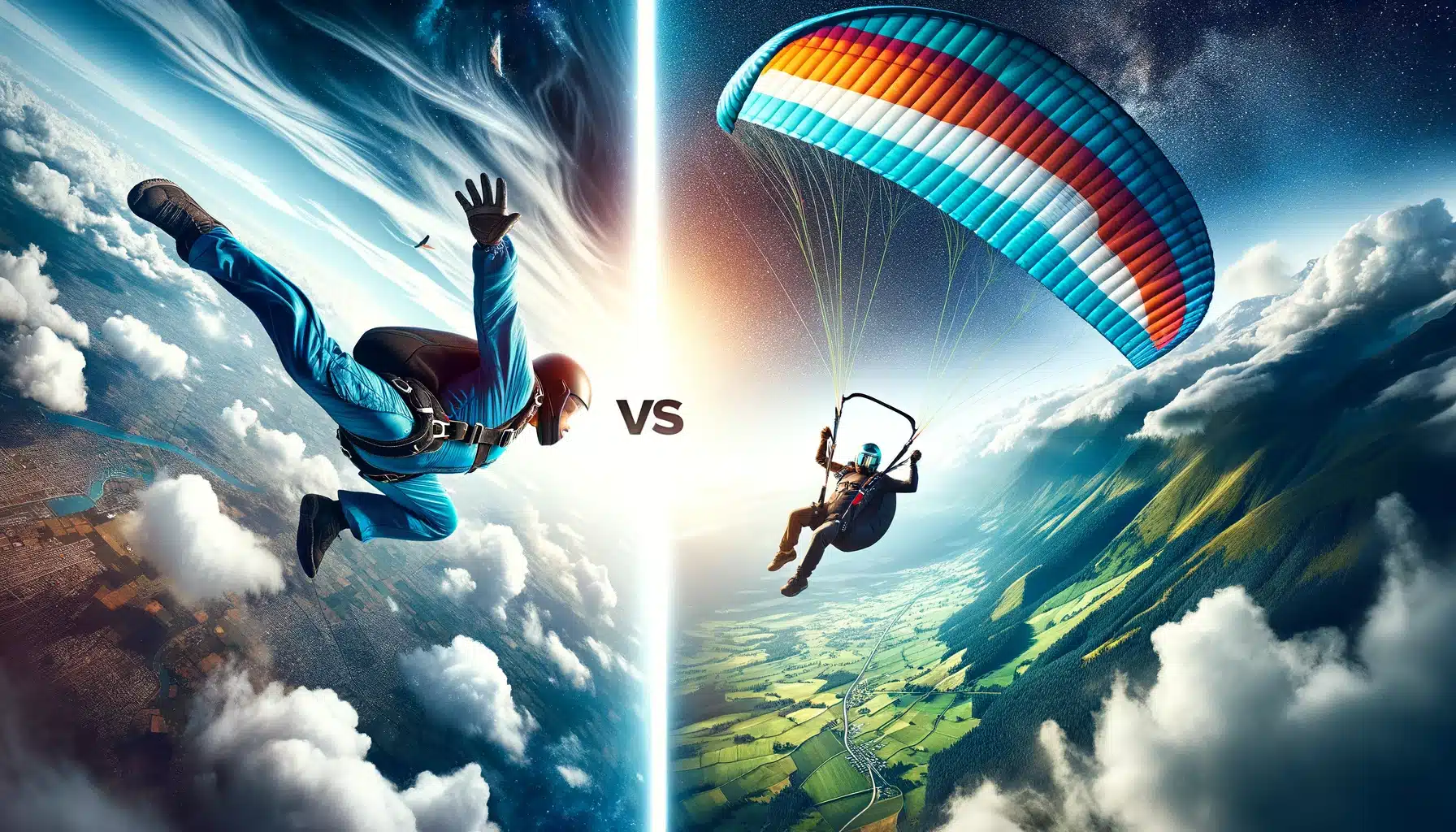 Paragliding VS skydiving Oceanwingz